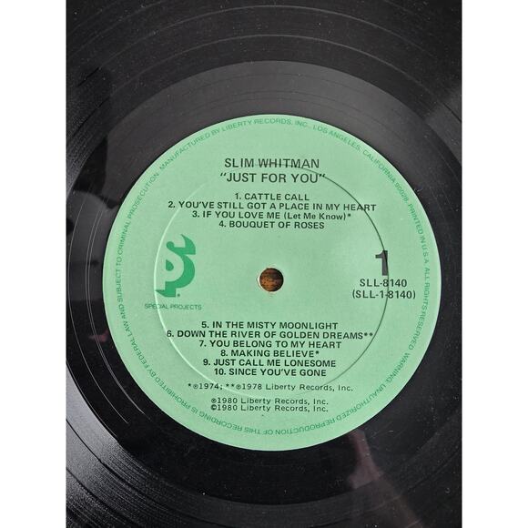 Vintage Slim Whitman Just For You Special Projects Liberty Records SLL-8140 - Picture 5 of 7